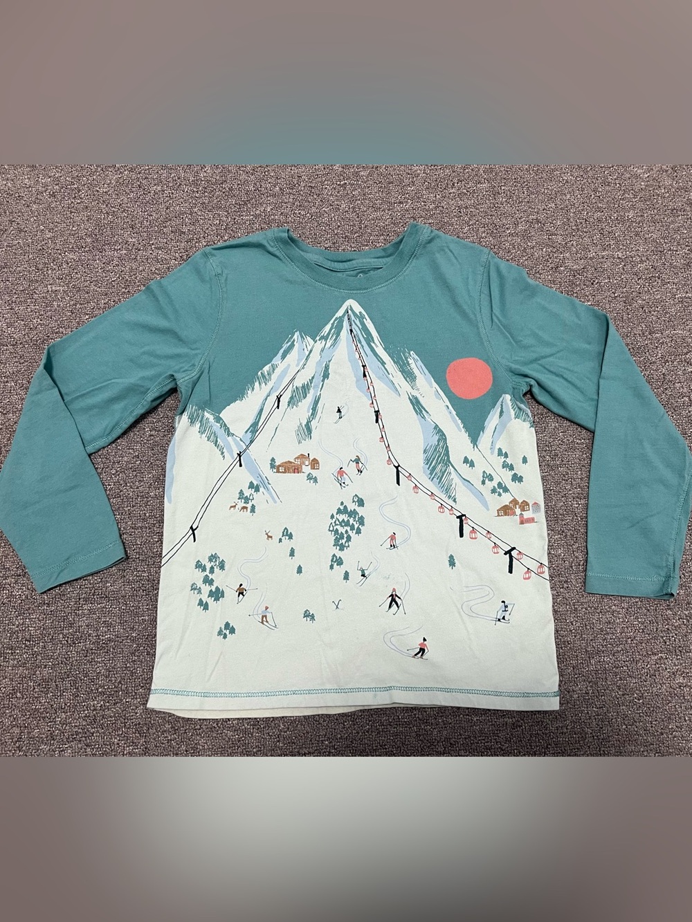 Peek Kid Teal and Mint Mountain Ski Long-Sleeve Tee